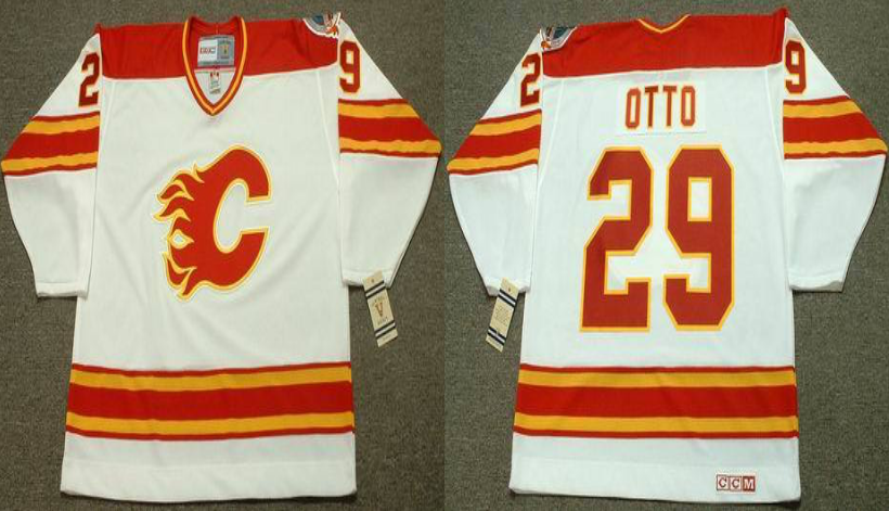2019 Men Calgary Flames 29 Otto white CCM NHL jerseys
